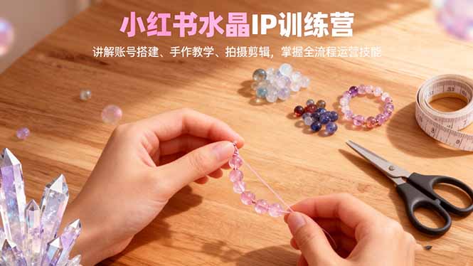 小红书水晶IP训练营，讲解账号搭建、手作教学、拍摄剪辑，全流程运营技能-鑫梵淘