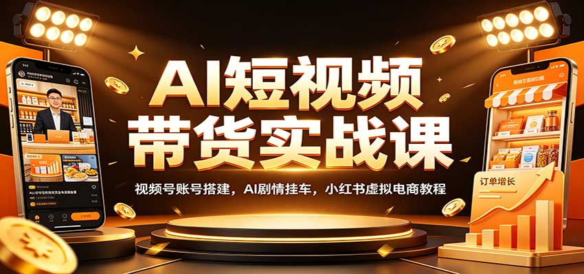 AI短视频带货实战课：视频号账号搭建，AI剧情挂车，小红书虚拟电商教程-鑫梵淘