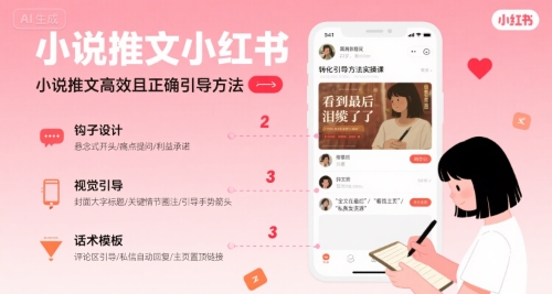 小说推文小红书高转化引导方法实操课，小说推文高效且正确引导方法-鑫梵淘