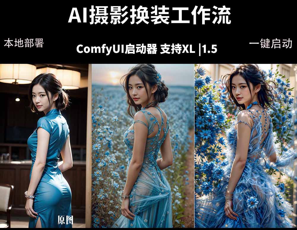 ComfyUI人像写真摄影工作流：本地一键部署，换装换场景换脸全搞定，影楼效率翻倍-鑫梵淘
