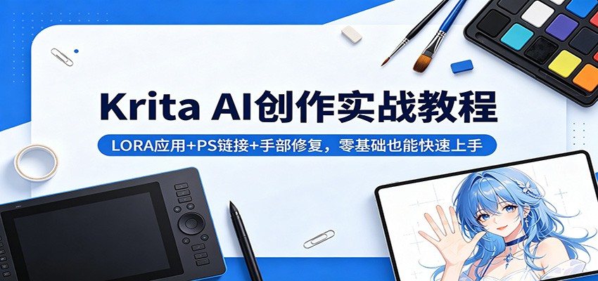 Krita AI创作实战教程：LORA应用+PS链接+手部修复，零基础也能快速上手-鑫梵淘