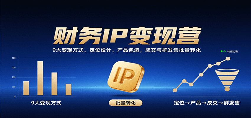 财务IP变现营：9大变现方式、定位设计、产品包装，成交与群发售批量转化-鑫梵淘