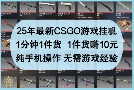 25年最新CSGO游戏挂G，1分钟1件货，1件货挣10元，纯手机操作，无需游戏经验【揭秘】-鑫梵淘