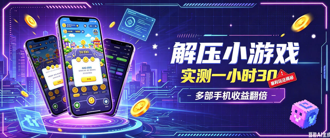 小游戏全流程玩法，实测一小时搞30，简单无脑解压，当天做当天就能看到进账，直接冲就行【揭秘】-鑫梵淘