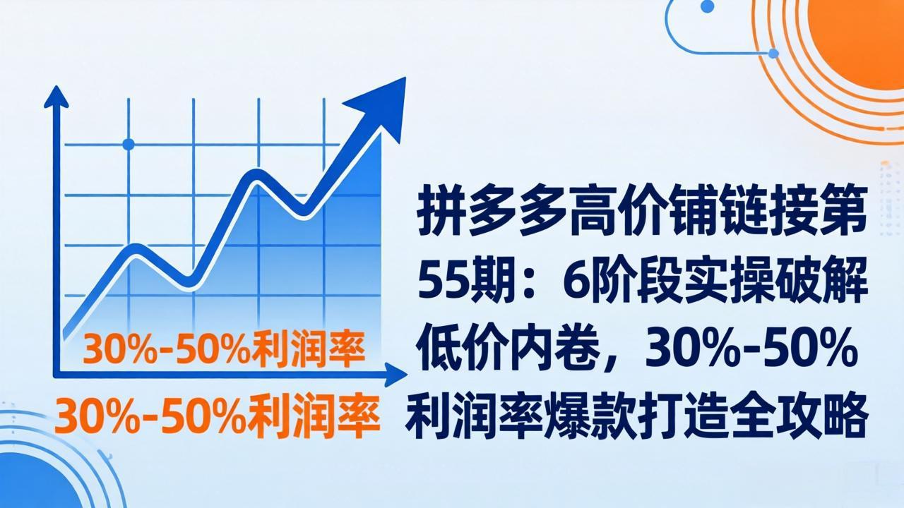 拼多多高价铺链接第55期：6阶段实操破解低价内卷，30%-50%利润率爆款打造全攻略-鑫梵淘