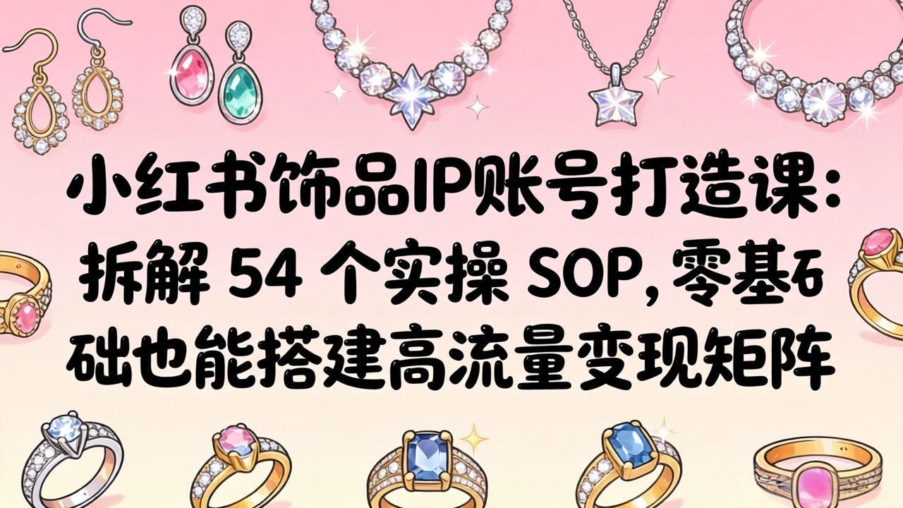 小红书饰品IP账号打造课：拆解 54 个实操 SOP，零基础也能搭建高流量变现矩阵-鑫梵淘
