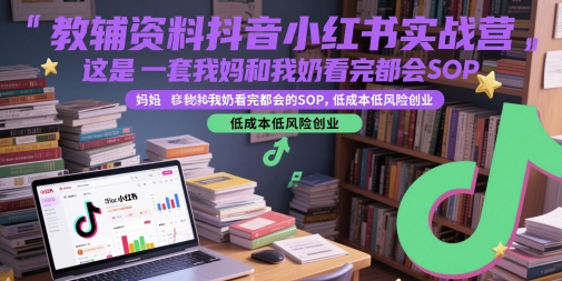 教辅资料抖音小红书实战营，这是一套我妈和我奶看完都会的SOP，低成本低风险创业(更新)-鑫梵淘