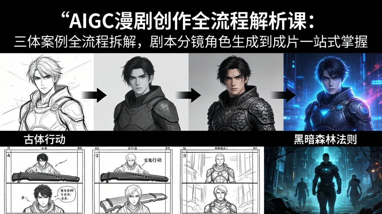 AIGC漫剧创作全流程解析课：三体案例全流程拆解，剧本分镜角色生成到成片一站式掌握-鑫梵淘