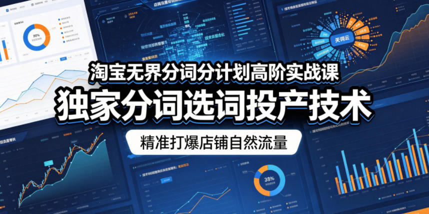 淘宝无界分词分计划高阶实战课，独家分词选词投产技术，精准打爆店铺自然流量-鑫梵淘