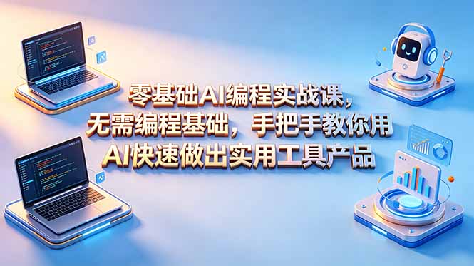 零基础AI编程实战课-更新，无需编程基础，手把手教你用AI快速做出实用工具产品-鑫梵淘