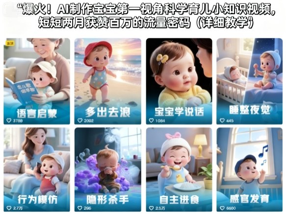 爆火！AI制作宝宝第一视角科学育儿小知识视频，短短两月获赞百万的流量密码(详细教学)-鑫梵淘