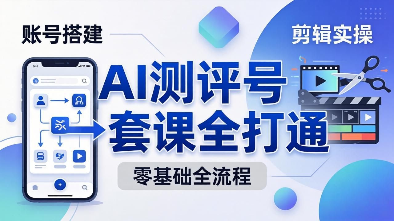 零基础起步怎么做AI测评号？账号搭建、爆款文案、剪辑实操、涨粉变现，一套课全打通-鑫梵淘
