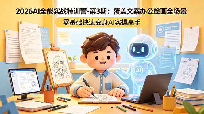 2026AI全能实战特训营-第3期：覆盖文案办公绘画全场景 零基础快速变身AI实操高手-鑫梵淘