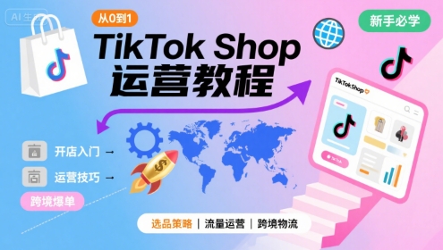 TikTok Shop从0到1运营教程，TikTok跨境电商新手必学课程-鑫梵淘