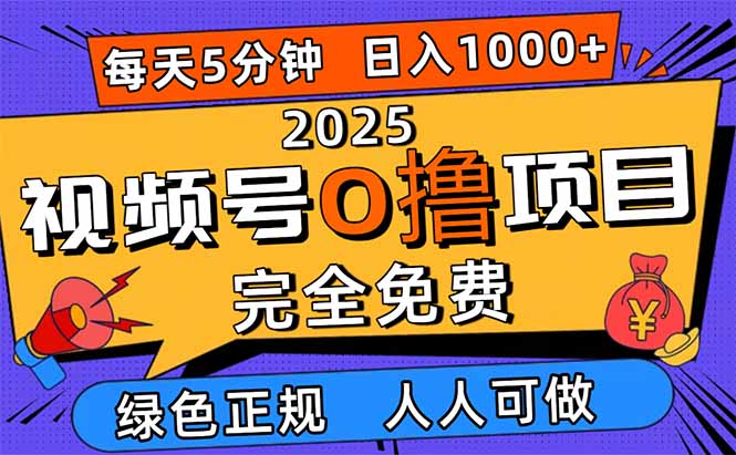 2025视频号0撸项目，5分钟一个号，日入1000+，人人可做-鑫梵淘