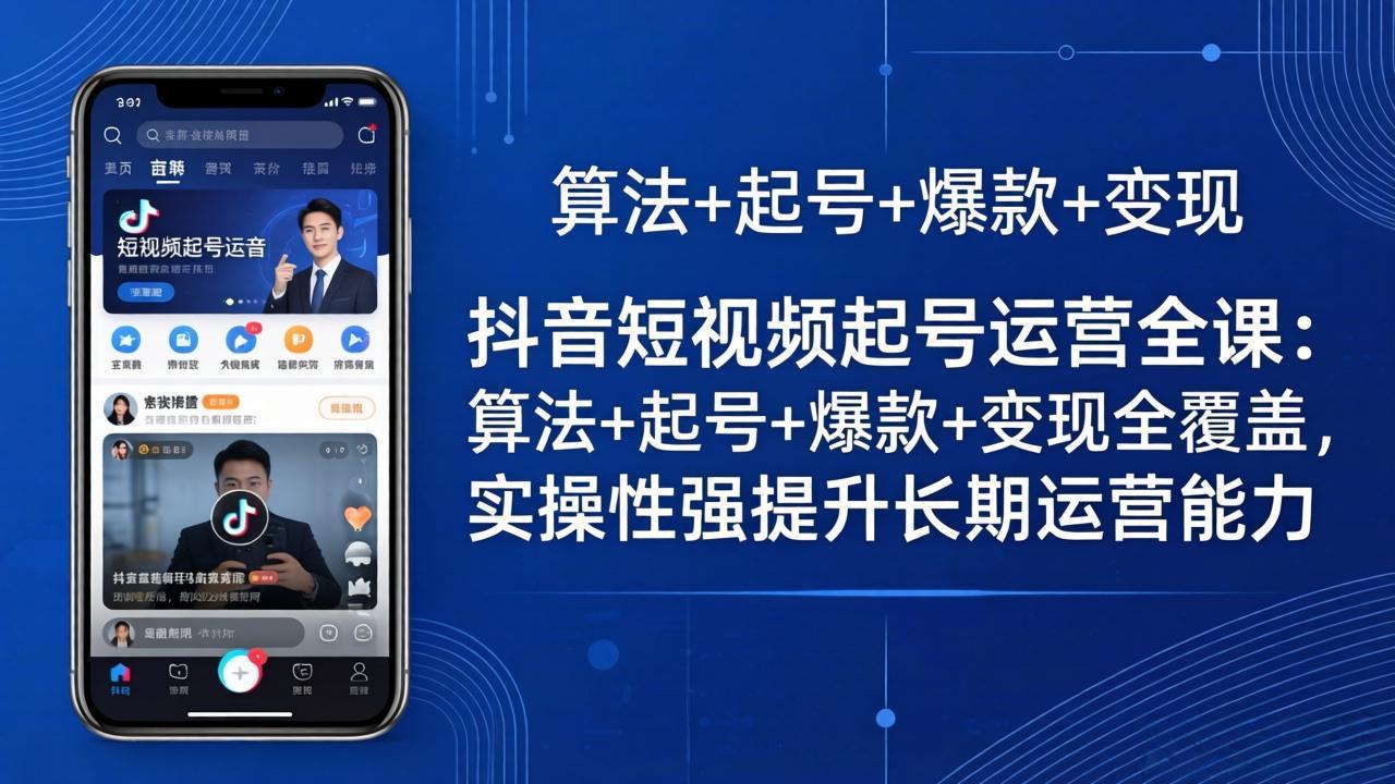 抖音短视频起号运营全课：算法+起号+爆款+变现全覆盖，实操性强提升长期运营能力-鑫梵淘