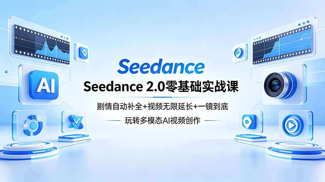 Seedance 2.0零基础实战课：剧情自动补全+视频无限延长+一镜到底：玩转多模态AI视频创作-鑫梵淘