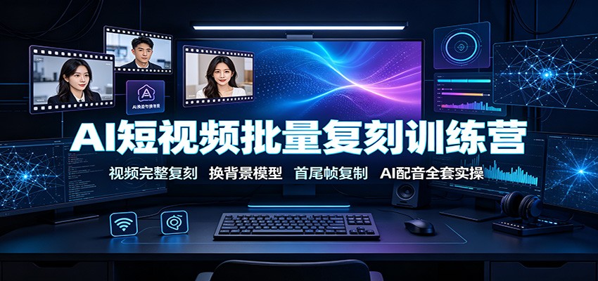 AI短视频批量复刻训练营：视频完整复刻，换背景模型、首尾帧复制、AI配音全套实操-鑫梵淘
