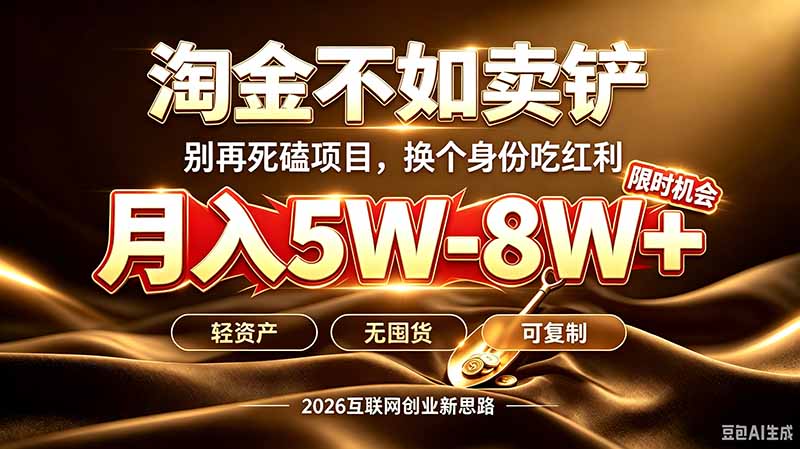 别再傻乎乎埋头跑项目！互联网真正赚钱逻辑：做卖铲人，拒绝当韭菜，逆风翻盘月入5-8W+-鑫梵淘