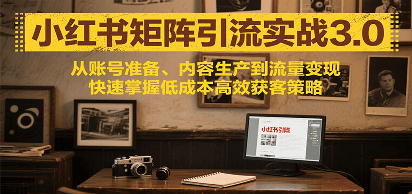 小红书矩阵引流3.0，从账号准备、内容生产到流量变现，快速掌握低成本高效获客策略-鑫梵淘