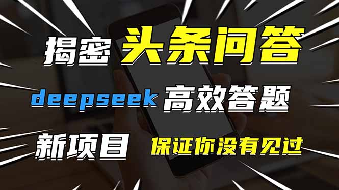 头条问答，刚出的新玩法！保证你没见过！用DeepSeek去高效答题，一个账…-鑫梵淘