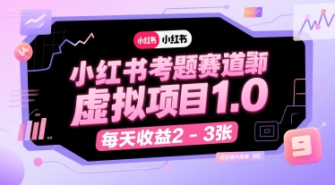 小红书考题赛道虚拟项目1.0，项目操作简单，每天收益2-3张-鑫梵淘