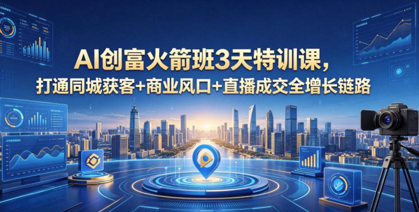 AI创富火箭班3天特训课，打通同城获客+商业风口+直播成交全增长链路，2026年4月新课-鑫梵淘