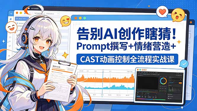 告别AI创作瞎猜！Prompt撰写+情绪营造+CAST动画控制全流程实战课-鑫梵淘