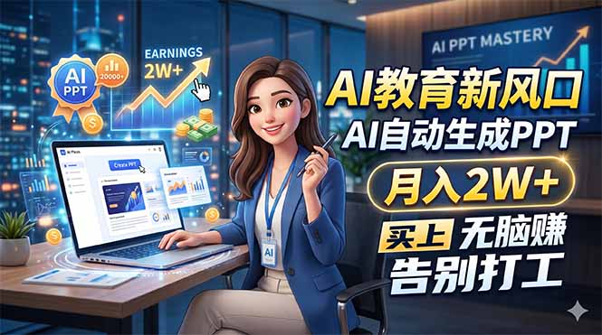 AI教育新风口，AI自动生成PPT，月入2W+，无脑赚，告别打工-鑫梵淘