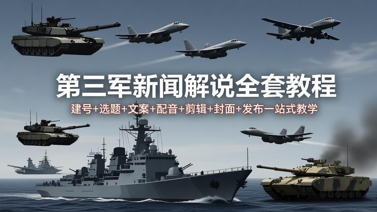 第三军迷新闻解说全套教程：建号+选题+文案+配音+剪辑+封面+发布一站式教学-鑫梵淘