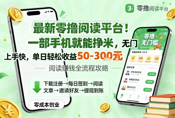 最新零撸阅读平台！一部手机就能挣米，无门槛上手快，单日轻松收益50-3张【揭秘】-鑫梵淘