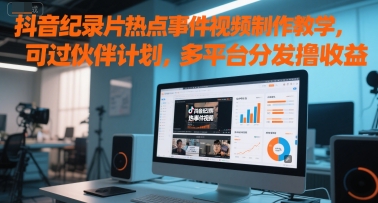 抖音纪录片热点事件视频制作教学，可过伙伴计划，多平台分发撸收益-鑫梵淘
