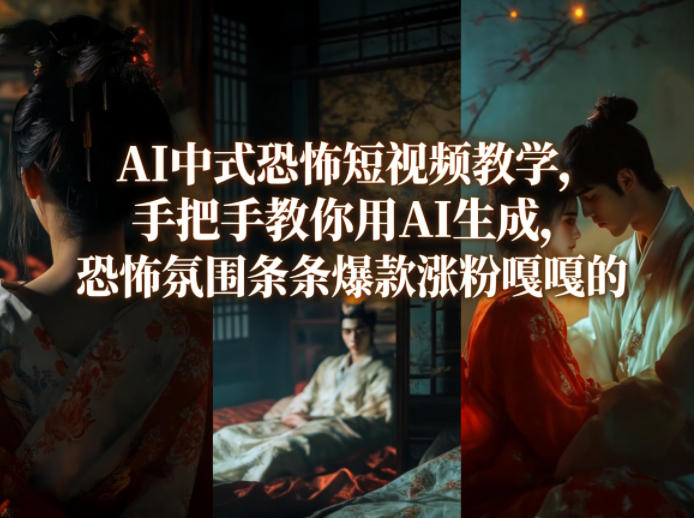 AI中式恐怖短视频教学，手把手教你用AI生成，恐怖氛围条条爆款涨粉嘎嘎的-鑫梵淘