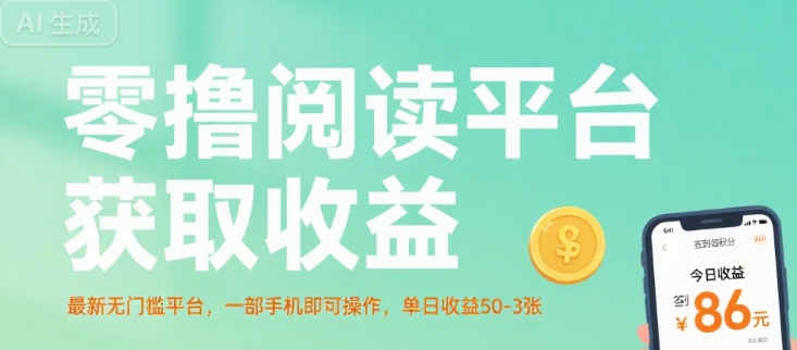 零撸阅读平台获取收益，最新无门槛平台，一部手机即可操作，单日收益50-3张【揭秘】-鑫梵淘