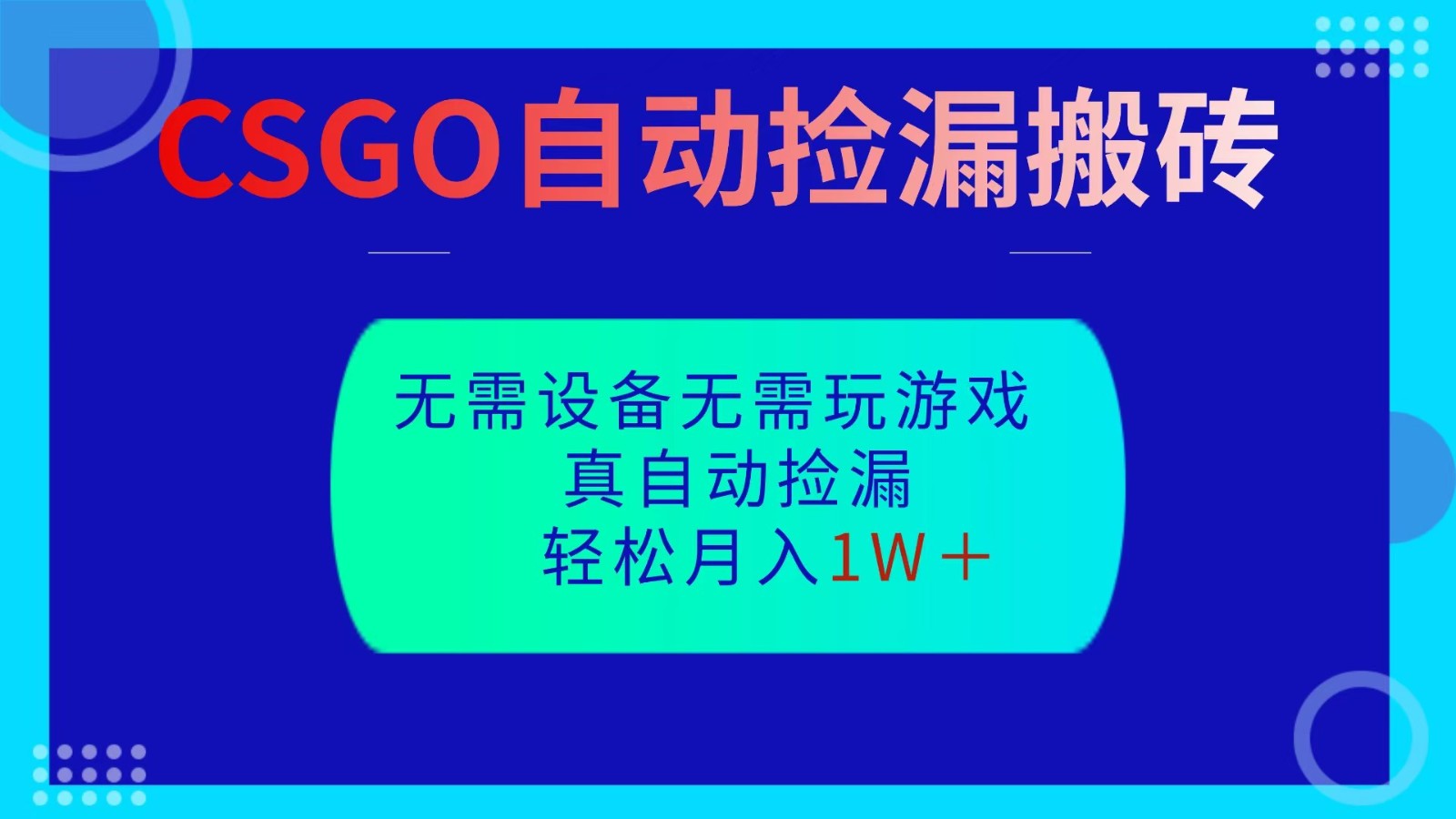 CSGO自动捡漏搬砖，当天操作当天见结果，无需了解游戏，包教包会包落地-鑫梵淘