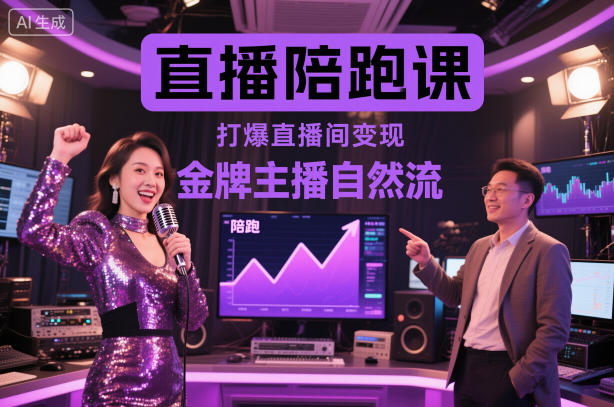 直播陪跑课，金牌主播自然流打爆直播间，复制高变现玩法-鑫梵淘