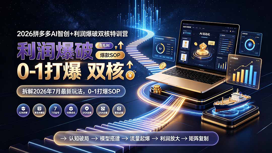 2026拼多多AI智创+利润爆破双核特训营-拆解2026年7月最新玩法，0-1打爆SOP-鑫梵淘
