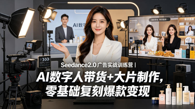 Seedance2.0广告实战训练营｜AI数字人带货+大片制作，零基础复刻爆款变现-鑫梵淘