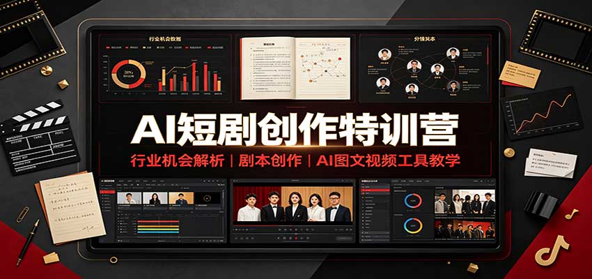 AI短剧创作特训营：行业机会解析，剧本创作，AI图文视频工具教学(文字版)-鑫梵淘