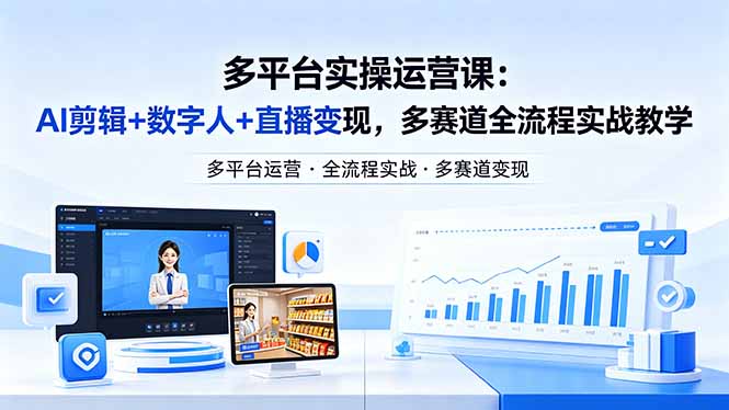 某团队多平台实操运营课-更新26年4月20：AI剪辑+数字人+直播变现，多赛道全流程实战教学-鑫梵淘