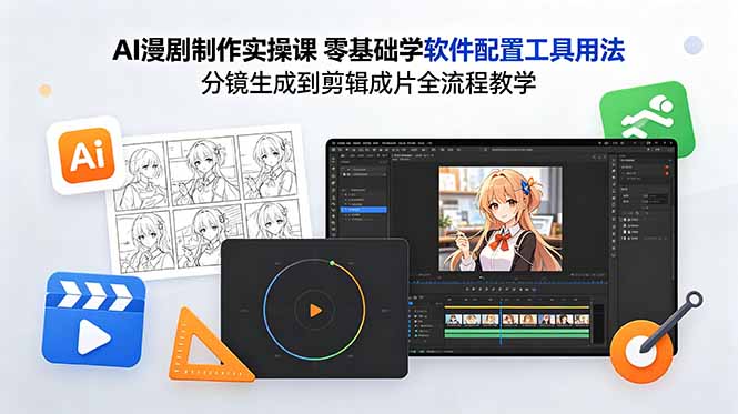 AI漫剧制作实操课 零基础学软件配置工具用法 分镜生成到剪辑成片全流程教学-鑫梵淘