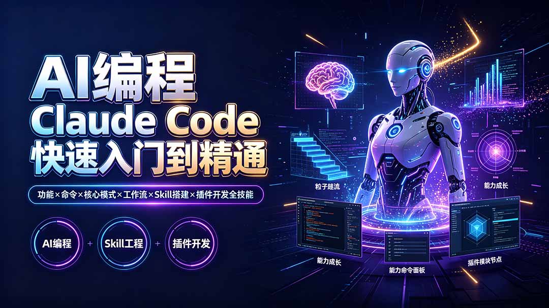 AI编程 Claude Code快速入门到精通：功能×命令×核心模式×工作流×Skill搭建×插件开发全技能-鑫梵淘