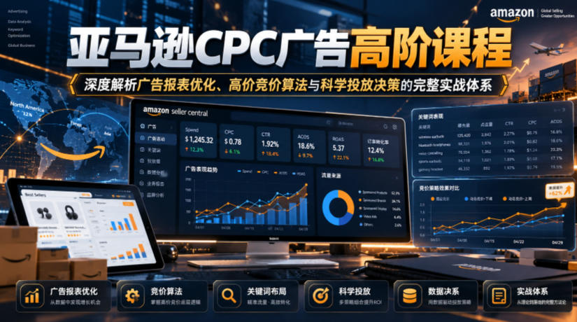 亚马逊CPC广告高阶课程，深度解析广告报表优化、高价竞价算法与科学投放决策的完整实战体系-鑫梵淘
