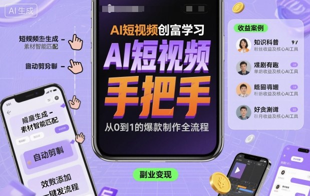AI短视频创富学习，手把手教会你制作AI短视频-鑫梵淘