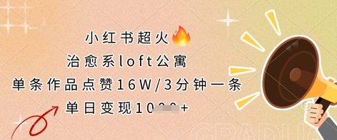 小红书超火的治愈系loft公寓，单条作品点赞16W，3分钟一条，单日变现数张-鑫梵淘