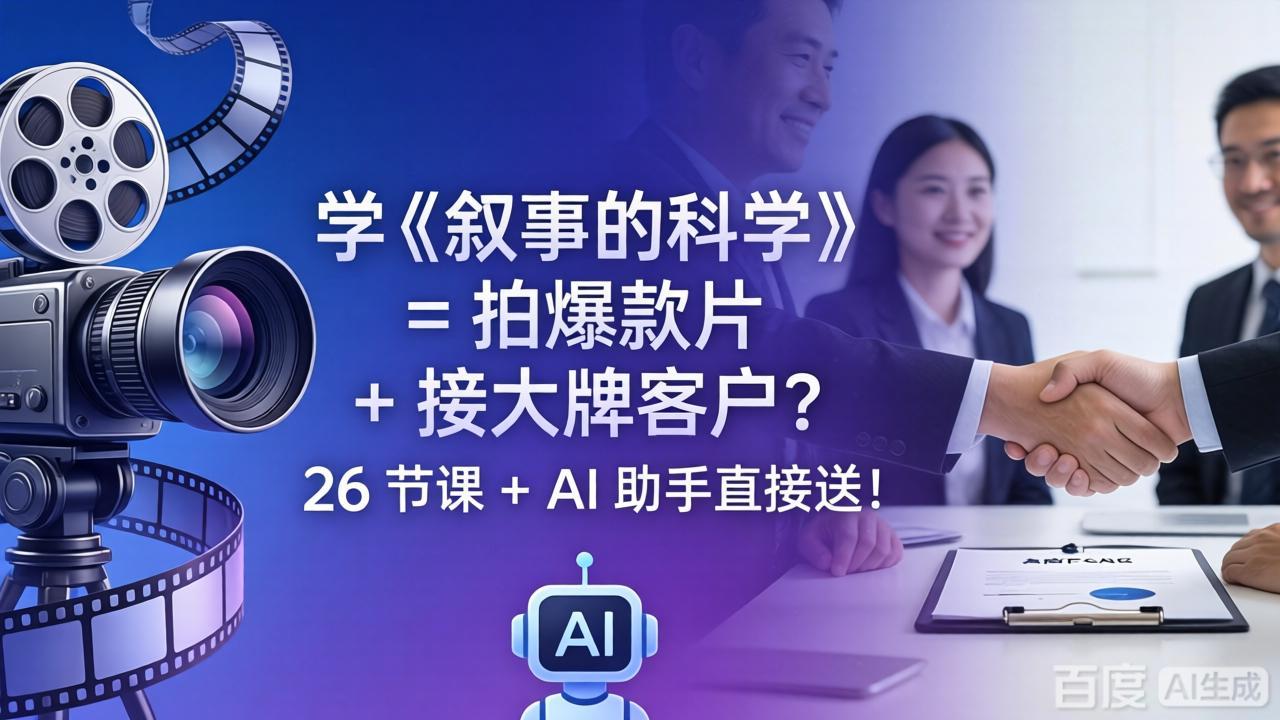 学《叙事的科学》= 拍爆款片 + 接大牌客户？26 节课 + AI 助手直接送！-鑫梵淘