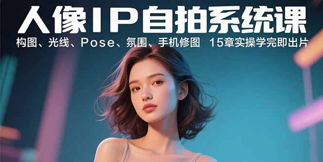 人像IP自拍系统课：构图、光线、Pose、氛围、手机修图 15章实操学完即出片-鑫梵淘
