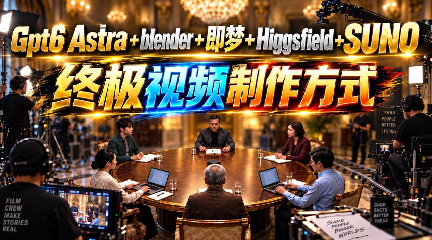 GPT-6 Astra+Blender+即梦+Higgsfield+Suno=终极视频制作方式！-鑫梵淘