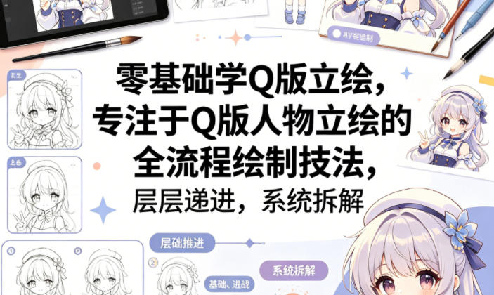 零基础学Q版立绘，专注于Q版人物立绘的全流程绘制技法，层层递进，系统拆解-鑫梵淘