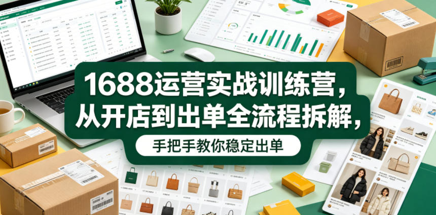 1688运营实战训练营，从开店到出单全流程拆解，手把手教你稳定出单(更新0620)-鑫梵淘